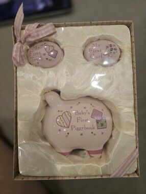 Baby's First Piggybank and Keepsake Set - Pink